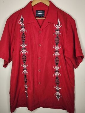 Urban Rags NYC Tribal Embroidery Shirt — Red, L | Y2K Vintage Goth